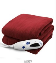 Pure Warmth Microplush Electric Heated Warming Throw Blanket Claret Red - £30.01 GBP
