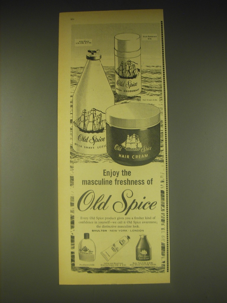 1962 Old Spice Products Ad - Enjoy the masculine freshness of Old Spice - $18.49