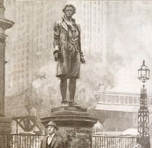 1930 Nathan Hale Monument Statue Print Cut From Boy&#39;s Life Scouts Histor... - $559.01 MXN