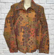 Coldwater Creek Tapestry Blazer Jacket Size 1X Boho Western Aztec Pink Orange - £39.11 GBP