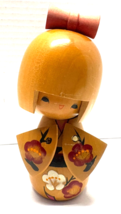 Vintage Japanese KOKESHI Wooden Girl Doll 6&quot; - $29.70