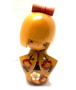 Vintage Japanese KOKESHI Wooden Girl Doll 6&quot; - $29.70