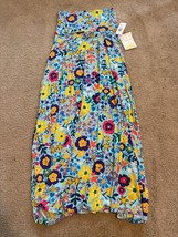 Lularoe NWT Full Length Multicolor Floral Print Daisy Blue Maxi Skirt Size XXS - £18.39 GBP