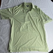 Footjoy Golf Polo Shirt Sz L Polyester Spandex Green Striped Hammock Beach Resort - £11.20 GBP