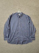 Duluth Trading Wrinkle Fighter Shirt Mens 2XL Blue Brown Plaid Button Down - £18.09 GBP