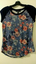 Derek Heart Juniors Floral multi-color print fabric soft delicate top M 272 - £7.96 GBP