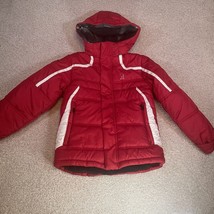 FOG London Fog Kids Winter Puffer Coat Size M (10-12) Jacket Red Removable Hood - £23.91 GBP