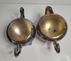 FB Rogers Silver Plate Footed Sugar Bowl/Lid & Creamer VTG image 4