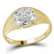 14kt Yellow Gold Mens Round Diamond Matte Cluster Ring .02 Cttw - £240.97 GBP