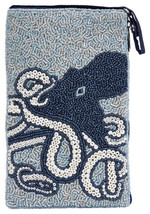 Blue Octopus 491 Beaded Club Bag Evening Clutch Purse w/ Shoulder Strap - £27.33 GBP