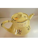 PEARL CHINA TEAPOT YELLOW WITH 22K GOLD TRIM AND FLOWERS - $30.08 CAD