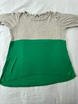 Eloges Women’s Tan & Green 3/4 Sleeve Blouse Top Size Large Made In USA image 5