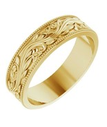 14k Yellow Gold 6 mm Sculptural Wedding Band with Milgrain Edge - $2,209.00+