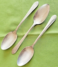 3 International Silver Plate Manhattan Pattern Soup Spoons 7 3/8&quot; 1951 #... - $16.82