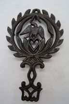 Vtg Trivet Cast Iron Eagle and Heart with Laurel Serveware Handle #266 - $12.00
