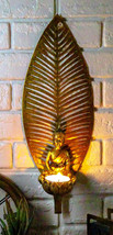 Ebros Meditating Buddha On Lotus With Leaf Tea Light Votive Candle Holder Decor - £16.83 GBP