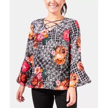 NY Collection Womens Medium Balux Paisley Print Bell Sleeve Top NWT AM60 - $22.53