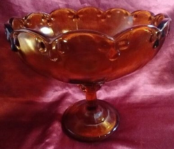 Vintage Amber Glass Pedestal candy Dish  9&quot; Bowl 7.5&quot; High - £7.86 GBP