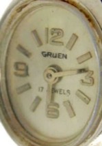 Gruen Watch 17J 10K Rolled White Gold Plate Bezel Wind Up Woman Analog Working - £77.43 GBP