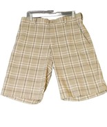 Nike Gold Shorts Mens Sz 32 Beige Tan Navy White Plaid Golf Dri Fit Flat... - $14.95