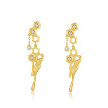 Honeycomb With Dripping Honey Eearrings Life With MaK’s Honeycomb Bee Kind Jewel - £41.11 GBP