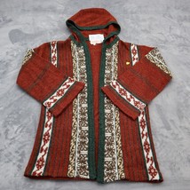 Sol of California Sweater Womens M Red Acrylic Knit Casual Hooded Open C... - $17.94