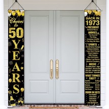 50Th Birthday Door Banner Decorations For Women Men, Black Gold Happy 50Th Birth - £19.17 GBP