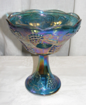 Vintage Indiana Carnival Glass Harvest Grape Wedding Compote Bowl 12-f - $645.41 MXN
