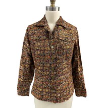 Women&#39;s M Petite Coldwater Creek Metallic Brocade Floral LS Button Blaze... - $27.72