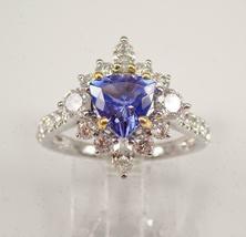 3.20Ct Trillion Cut Blue Tanzanite Diamond Engagement Ring 14K White Gold Finish - £80.27 GBP