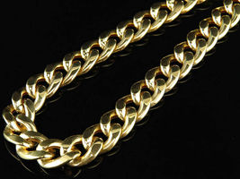 10K Yellow Gold Over Miami Cuban Link 8MM Chain Necklace Box Clasp 24 Inches - £247.48 GBP