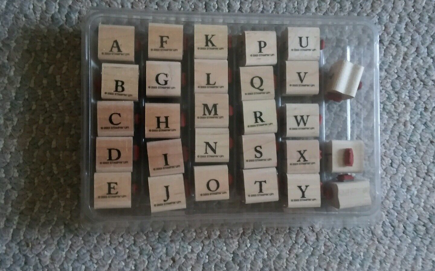 Vintage Stampin Up 2003 Classic Alphabet 56 Stamp Set in Plastic Case Nice - $19.99