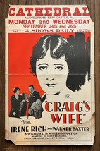 *William C. de Mille&#39;s CRAIG&#39;S WIFE (1928) Irene Rich &amp; Warner Baxter  - £51.95 GBP