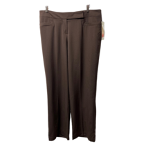 Jenni Max Womens Dress Career Pants Brown High Rise Stretch 14 New - £30.01 GBP