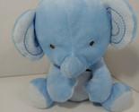 Fisher-Price Snugamonkey plush blue sitting elephant brown bow small bab... - $9.89