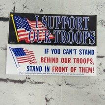 Vintage Patriotic Bumper Stickers Support Our Troops Lot Of 2 Decals - £7.83 GBP