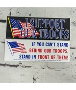 Vintage Patriotic Bumper Stickers Support Our Troops Lot Of 2 Decals - £7.73 GBP