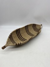 VTG Hand Woven 24” Ethiopian Canoe Shape Basket Gambela Tribal Striped Raffia - £19.74 GBP