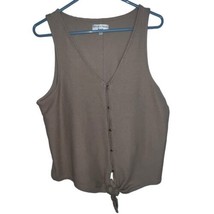 Texture &amp; Thread Tank Top by Madewell Size XXL Button Front Tan Knotted Cotton - £15.88 GBP