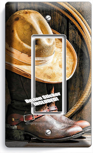 COWBOY BOOTS HAT LASSO RUSTIC COUNTRY 1 GANG GFCI LIGHT SWITCH PLATES ROOM DECOR