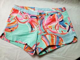 Lilly Pulitzer Women&#39;s 00 Shorts Pink Aqua Sanddollar Pattern Spring Tro... - $24.65