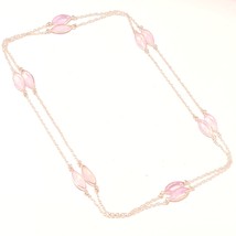 Pink Milky Opal Gemstone Christmas Gift Necklace Jewelry 36&quot; SA 4392 - £3.97 GBP