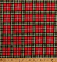 Cotton Red Green Plaid Stripes Holiday Christmas Fabric Print BTY D585.43 - £10.40 GBP