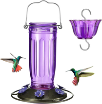Kingsyard Glass Hummingbird Feeder for Outdoor Hanging 24 Ounces 6 Feedi... - $29.59