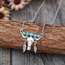 Artificial Turquoise Cow Shape Necklace - $20.95