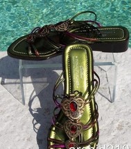 Donald Pliner Couture Metallic Copper Leather Shoe Sandal New Gem Stone ... - £93.68 GBP