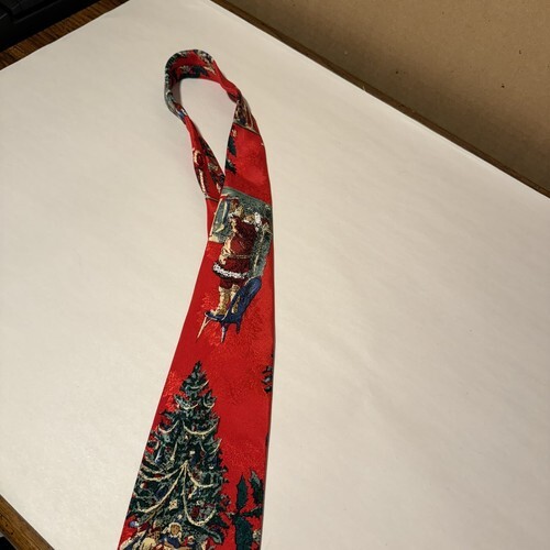 Wembley Christmas Tree Santa Holiday Red Tie Men's Fashion Novelty Necktie Item image 6