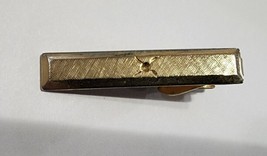 Vintage Tie Bar Clip Clasp Stay Gold Tone Modern Criss Cross Hatched Pattern - £4.81 GBP