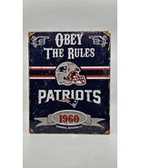NFL New England Patriots Metal Embossed Distressed Obey The Rules Tin Si... - €25,64 EUR