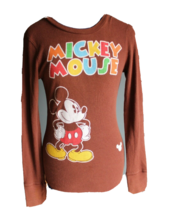 Youth Girls Disney Mickey Mouse Brown Thermal Long Sleeve Top ~L~ - £7.42 GBP